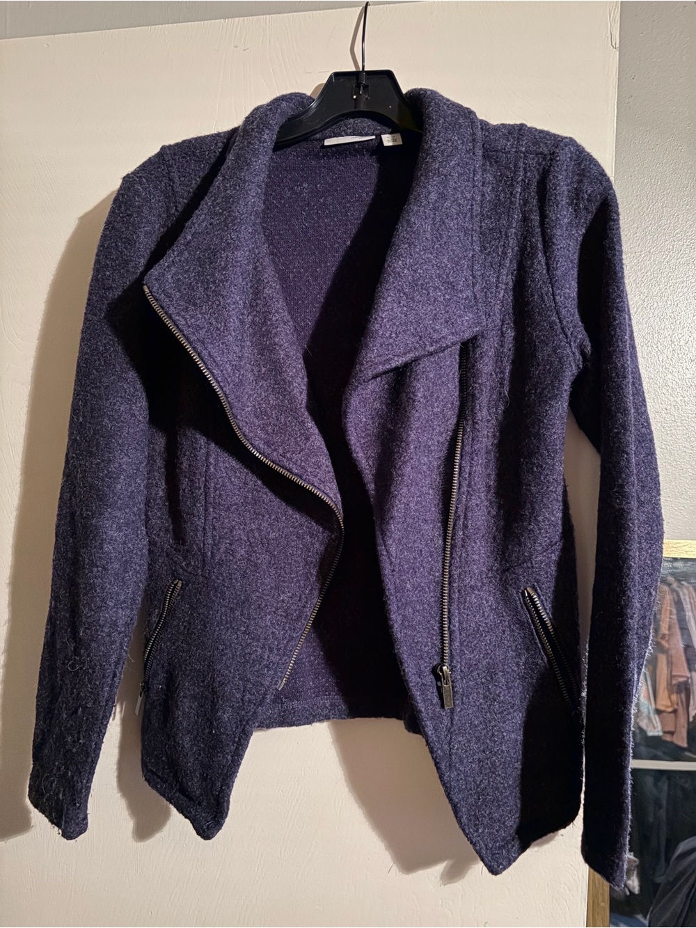 Halogen Wool-Blend Open Front Knit Jacket